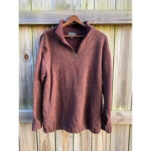 Woolrich Persimmon Wool Quarter-Zip Pullover Brown Oxblood